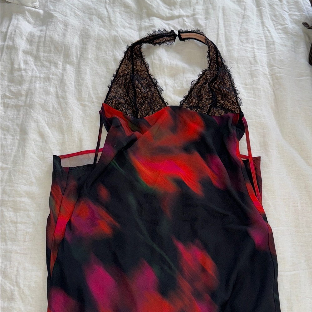 Black and Red Lace Halter Dress NWT